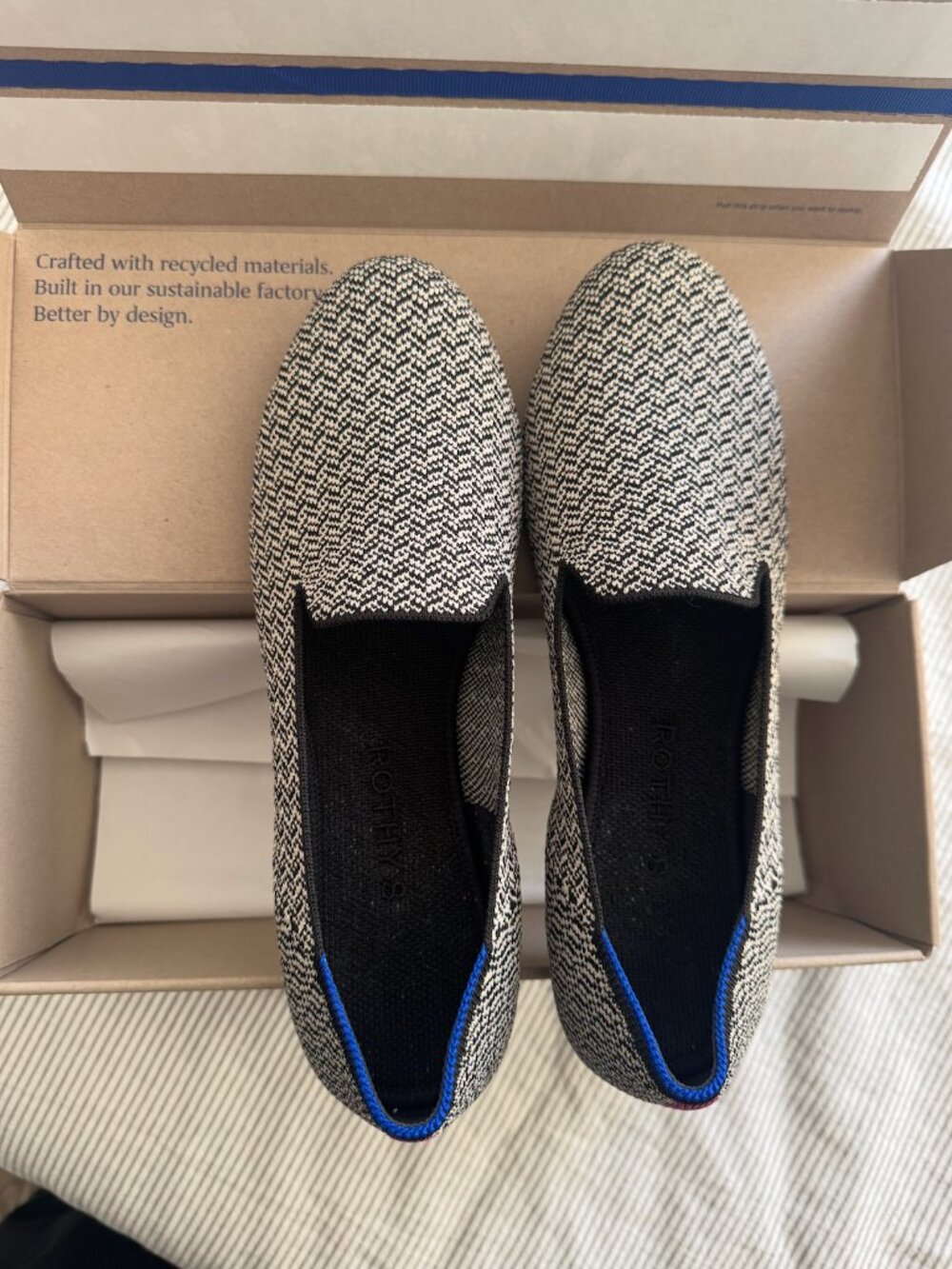 Rothys - Loafer in Slate Herringbone - Size 8.5